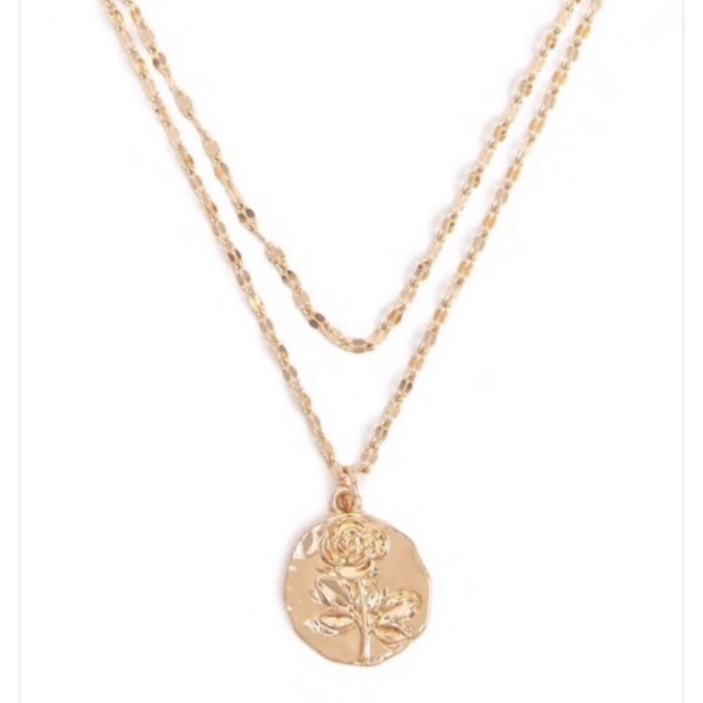 Free People Layered Rose Gold Plated Pendant Necklace